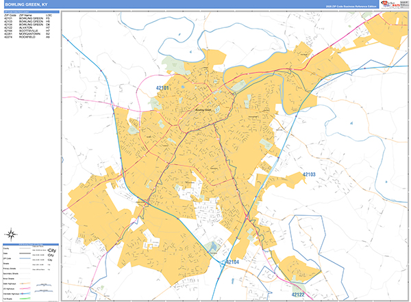 Bowling Green City Wall Map Basic Style